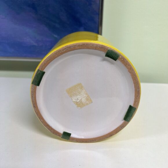 Vintage Midcentury Art Pottery Pitcher Peasant Village Italy Yellow White 1960s - Picture 5 of 8